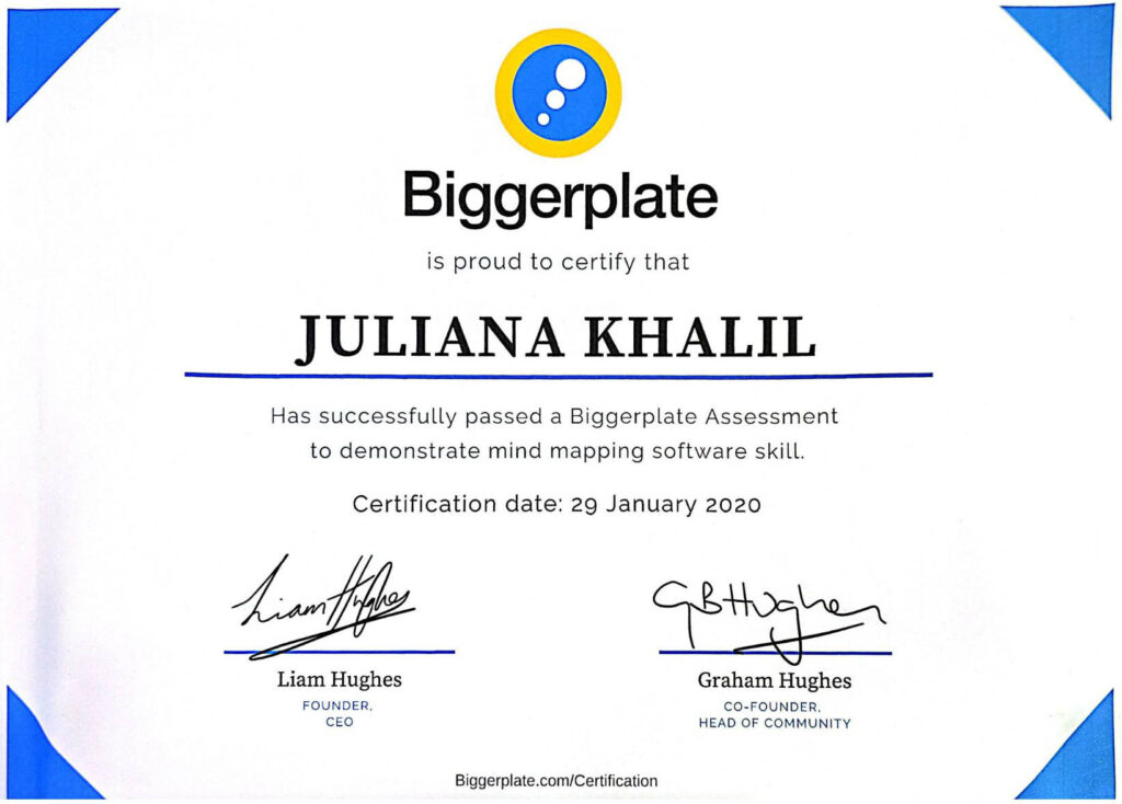 Biggerplate MindMapping Software Skill Certificate