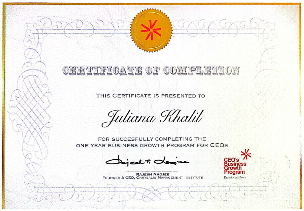 Completed One year Business Growth Program for CEOs